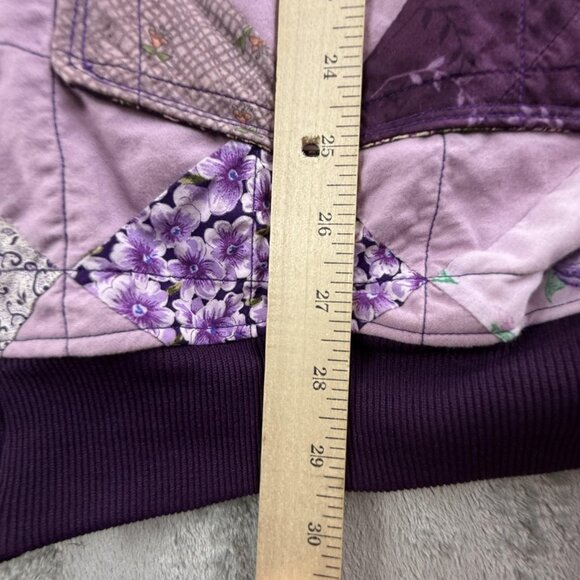 Vintage Patchwork Quilted Bomber Jacket Womens 2X Paisley Floral Handmade 90s - Picture 15 of 16